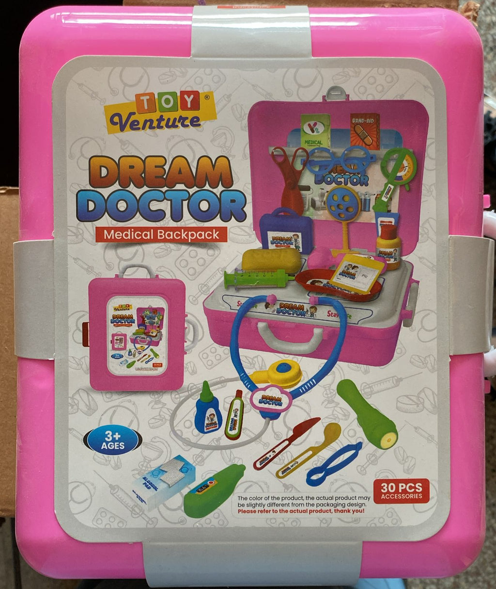 Dream Doctor Medical Backpack – 30 Pcs Pretend Play Doctor Set for Kids (Toy Venture, Pink, 3+ Age) Available At Cuddle Card