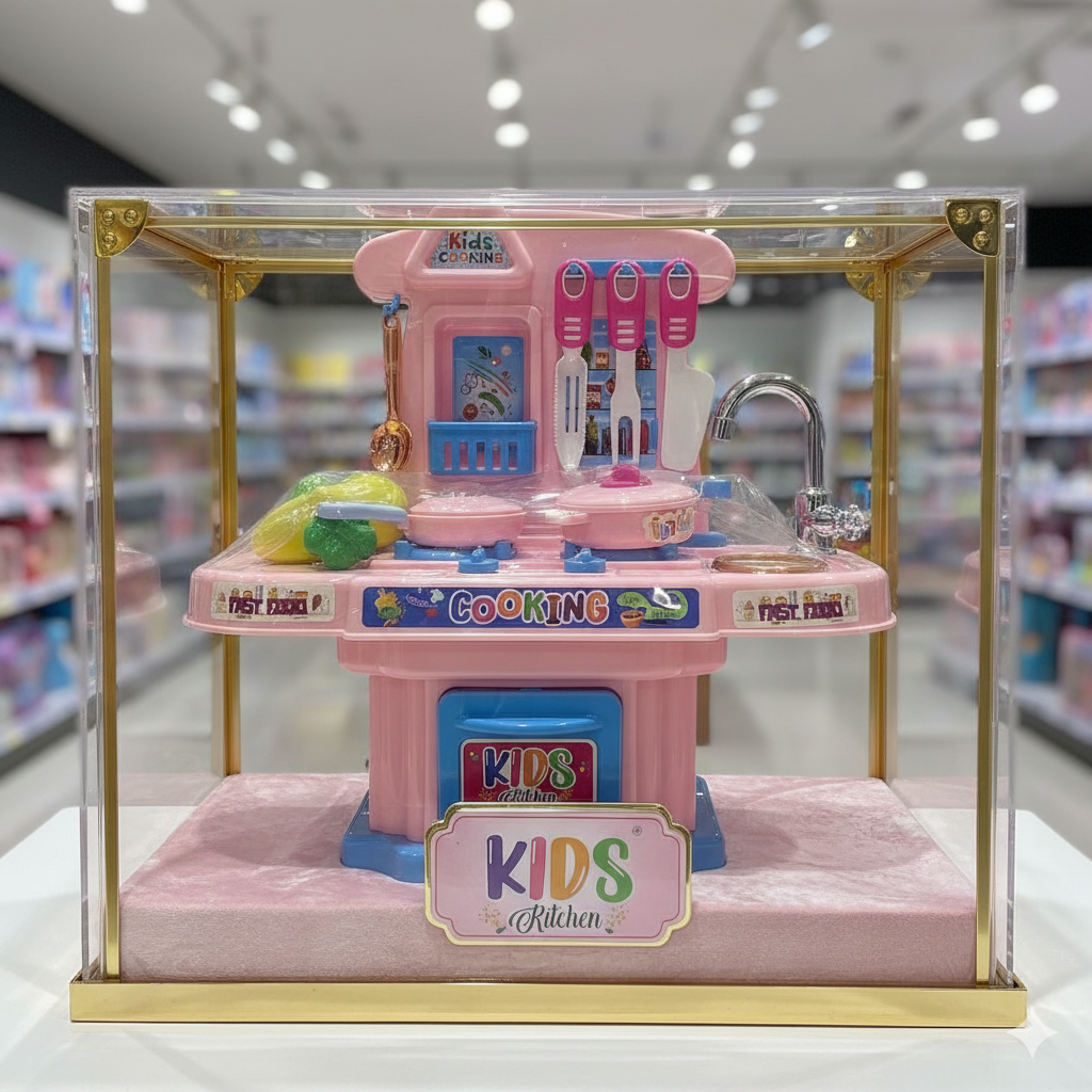 Kids Kitchen Cooking Play Set – ToyVenture Pretend Play Kitchen with Accessories (Pink, 3+ Age) Available At Cuddle Card