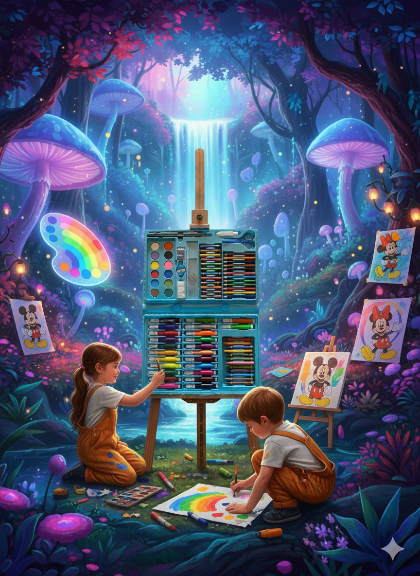 86 Pcs Kids Art Set – Drawing & Coloring Kit (Mickey & Minnie Theme) Available At Cuddle Card