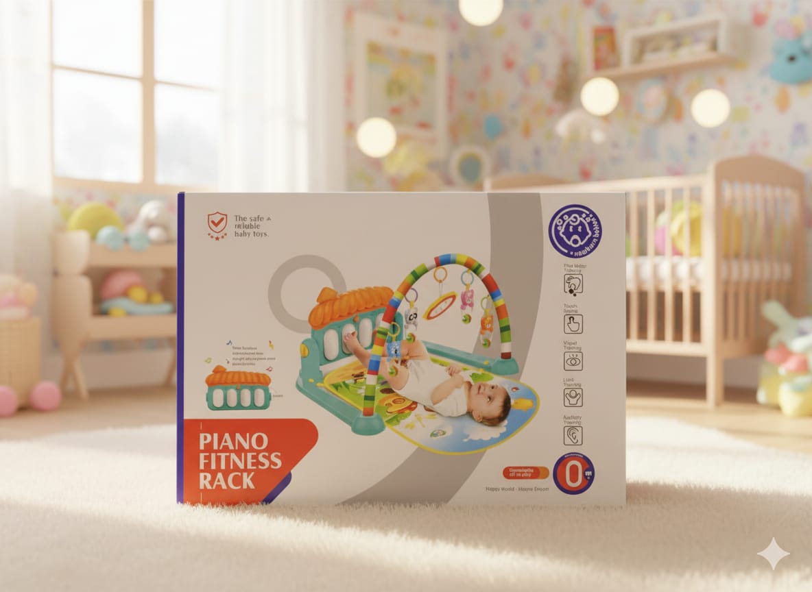 Newborn Piano Fitness Rack Play Mat with Detachable Kick-n-Play Piano & Gym for 0+ Months Baby Tummy Time Available At Cuddle Card