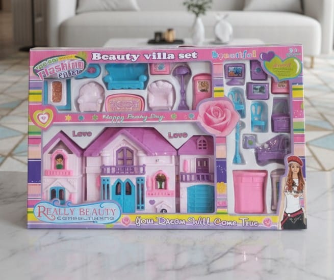 Really Beauty Compounding Dream Villa Dollhouse Playset - Furniture, Figures & Accessories Included - Perfect Gift for Girls Available At Cuddle Card