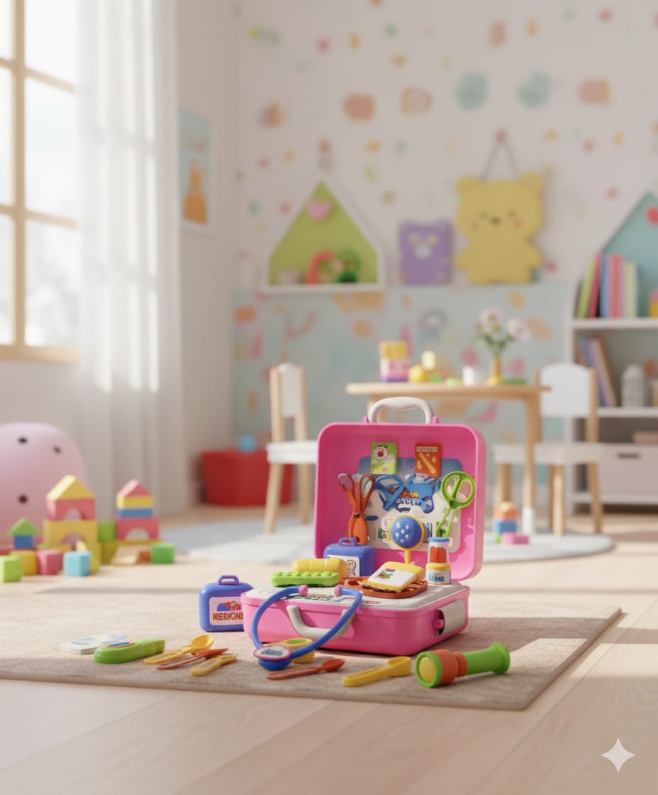 Dream Doctor Medical Backpack – 30 Pcs Pretend Play Doctor Set for Kids (Toy Venture, Pink, 3+ Age) Available At Cuddle Card