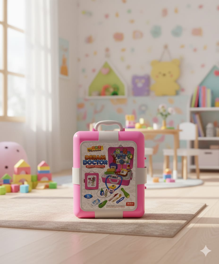 Dream Doctor Medical Backpack – 30 Pcs Pretend Play Doctor Set for Kids (Toy Venture, Pink, 3+ Age) Available At Cuddle Card