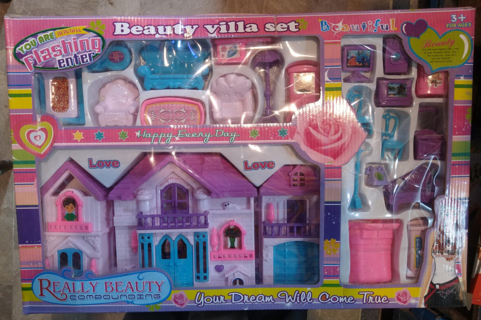 Really Beauty Compounding Dream Villa Dollhouse Playset - Furniture, Figures & Accessories Included - Perfect Gift for Girls Available At Cuddle Card