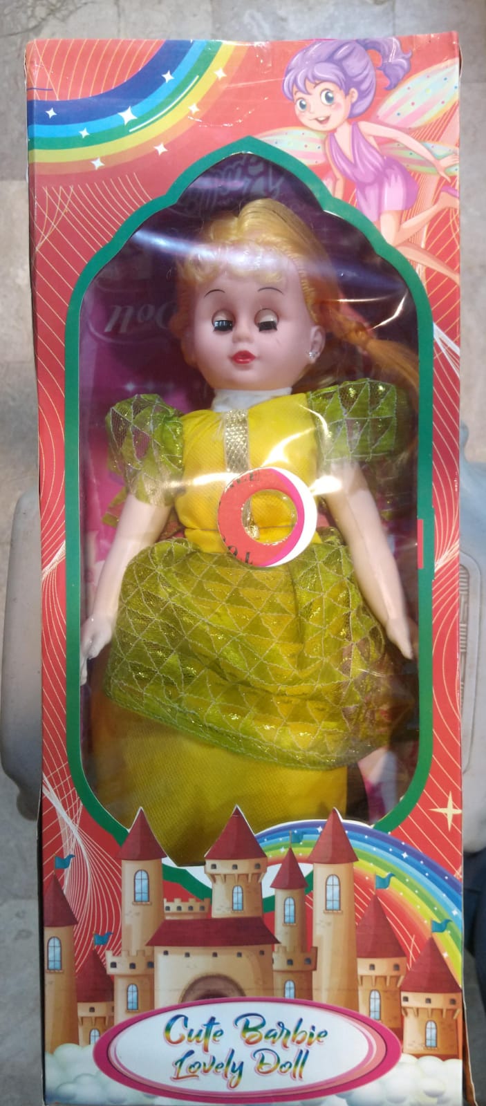 Cute Barbie Lovely Doll - Yellow & Green Fairy Dress Princess Doll - Fantasy Castle Theme - Perfect Gift for Girls Available At Cuddle Card