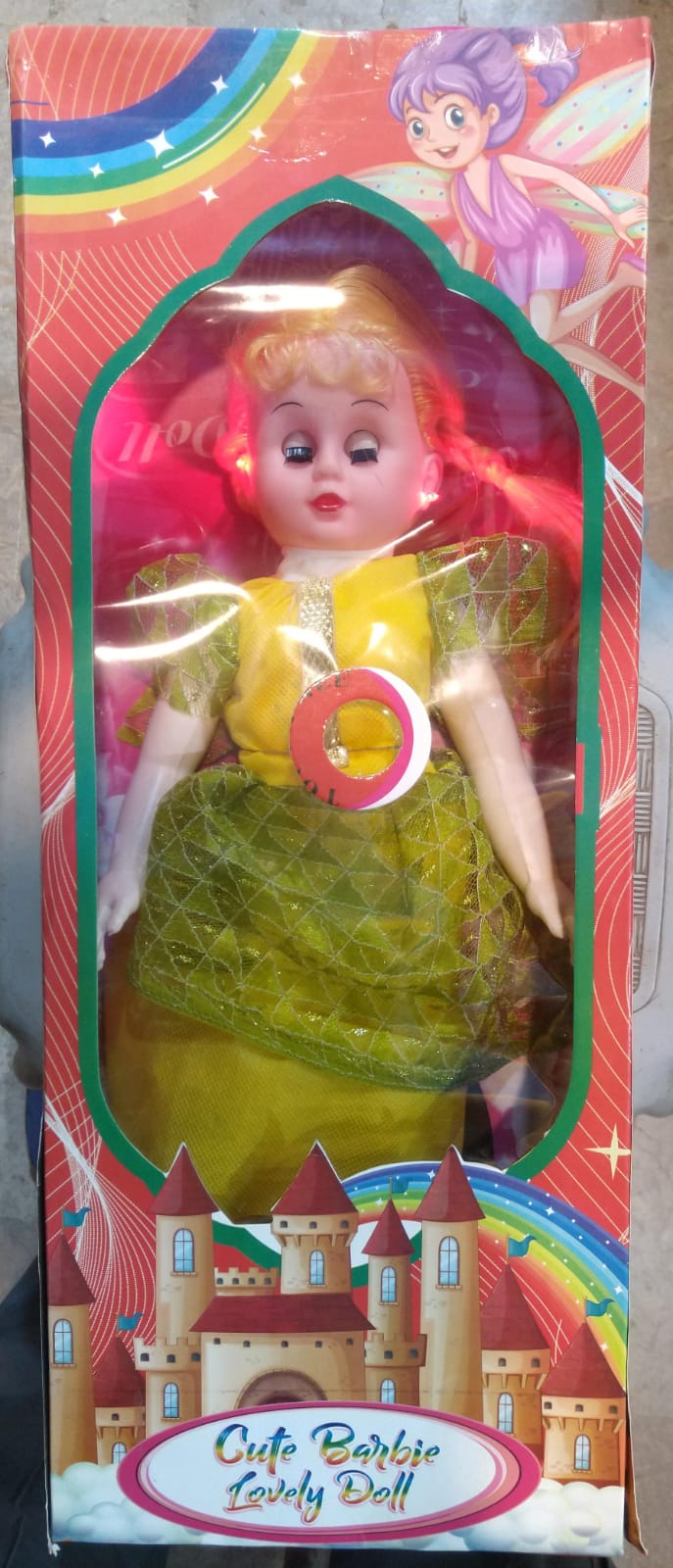 Cute Barbie Lovely Doll - Yellow & Green Fairy Dress Princess Doll - Fantasy Castle Theme - Perfect Gift for Girls Available At Cuddle Card